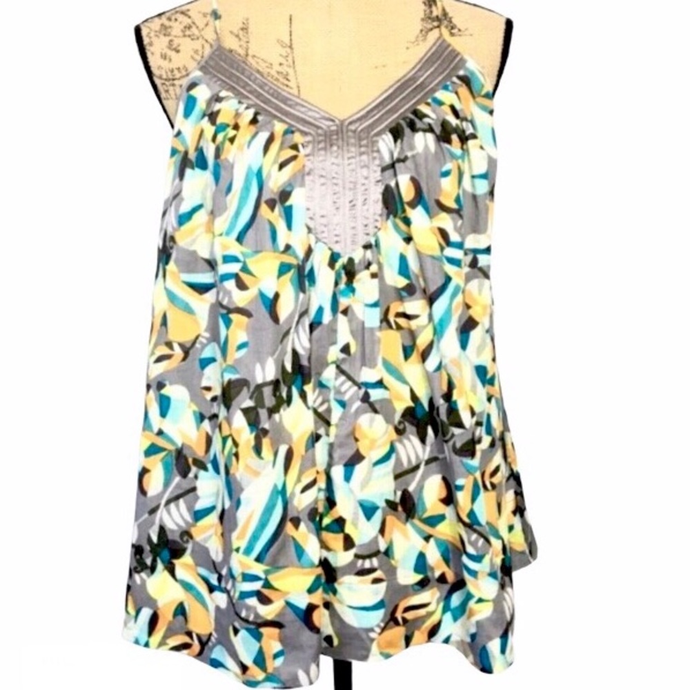 French Connection Multicolor Swing Flowy Casual Lightweight Summer Travel Top 4
